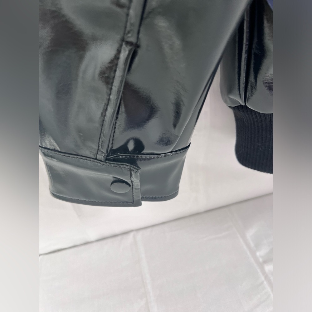 Scoop Women's Faux Leather Bomber Jacket W Faux Collar Black M (8-10) - Picture 5 of 8